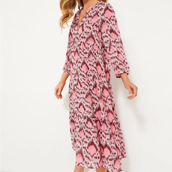 Tuckernuck TEXTURED DIAMOND LONG SLEEVE SALTY PALOMA CAFTAN size Small BNWT - Picture 2 of 11